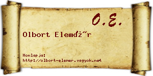 Olbort Elemér névjegykártya